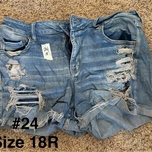 American Eagle Outfitters Ripped Light Blue Jean Shorts